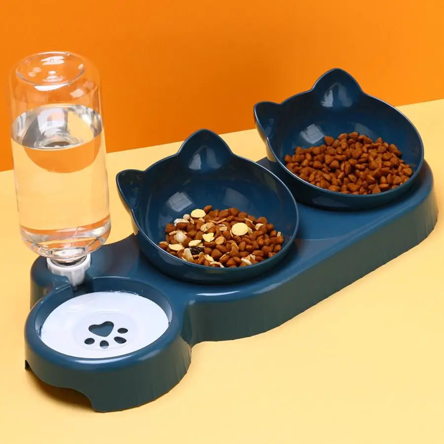 Pet Feeding Bowl Kit, Pet Feeder Base & Feeding Bowl & Large Capacity Drinking Bottle Combination, Supplies for Cats & Dogs