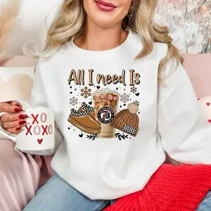 All I Need Is 7 Brew Coffee Shirt, Cozy Winter Coffee Lover Shirt, Iced Latte Holiday Sweatshirt, Iced Coffee Vibes, Coquette Bow Christmas