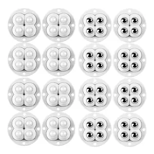 4-Wheel Self-Adhesive Caster Wheels, Heavy Duty Appliance Rollers, Mini Swivel Wheels with Steel Ball / Nylon Ball, 360° Rotation, No Drill Installation, 8/16 PCS for Kitchen Appliances & Storage Boxes