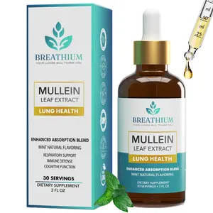 BREATHIUM Liposomal Mullein Drops – Herbal Lung Support & Mucus Cleanse – Peppermint Liquid Drops for Clear Breathing, Sinus & Respiratory Wellness