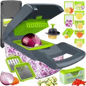 15-in-1  multifunctional Vegetable Chopper Food  mandoline Slicer, Multi Functional Kitchen Gadget with Container, Onion Garlic Dicer Cutter for Salad Potato Meal Prep Tool ，fast cutting machine