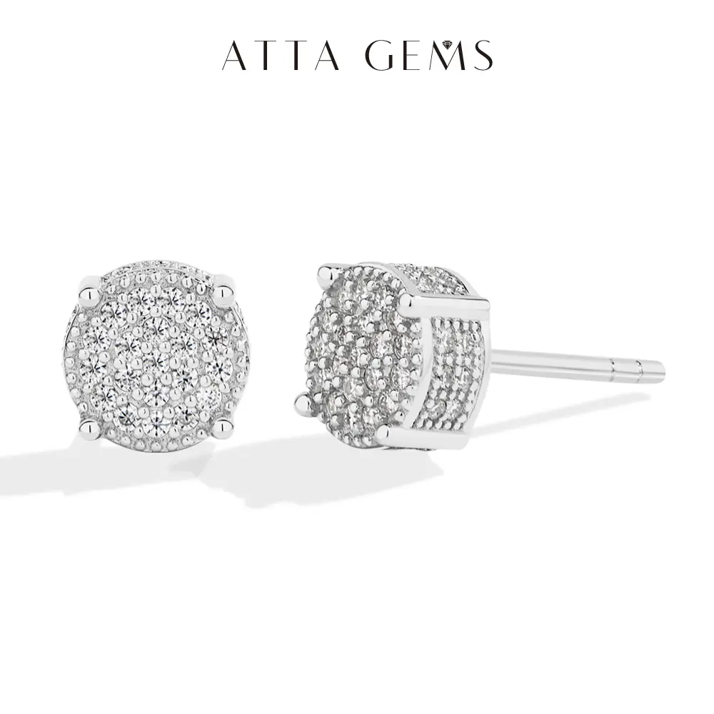 ATTAGEMS 0.8-1.0 mm Round Cut Classic D Color Lab-Grown Moissanite Stud Earrings for Women and Girls 925 sterling silver Stud Earrings Daily Wear Holiday Gift Luxury Jewelry E068, Ear Studs, Classic Style Earrings summerwins
