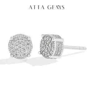 ATTAGEMS 0.8-1.0 mm Round Cut Classic D Color Lab-Grown Moissanite Stud Earrings for Women and Girls 925 sterling silver Stud Earrings Daily Wear Holiday Gift Luxury Jewelry E068