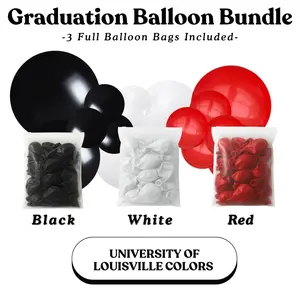 Graduation Balloon Bundle -  University Of Louisville Colors I Black, White, Red
