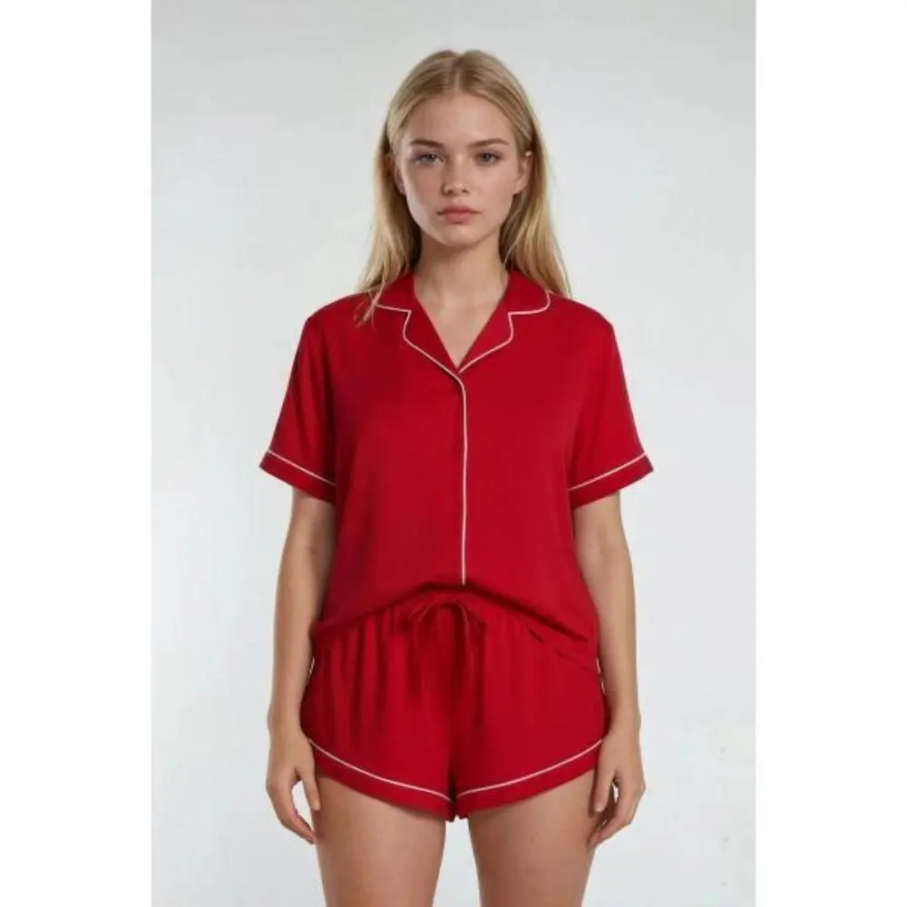Forever 21 Classic Piped-Trim Pajama Set