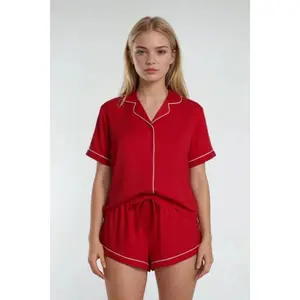 Forever 21 Classic Piped-Trim Pajama Set