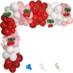 Cherry balloon garland arch kit red pink white balloons with diy cherry fruit for birthday baby shower wedding valentines day galentines day