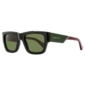 Gucci Bilayer Rectangular Sunglasses GG1668S 003 Black/Green/Red 52mm