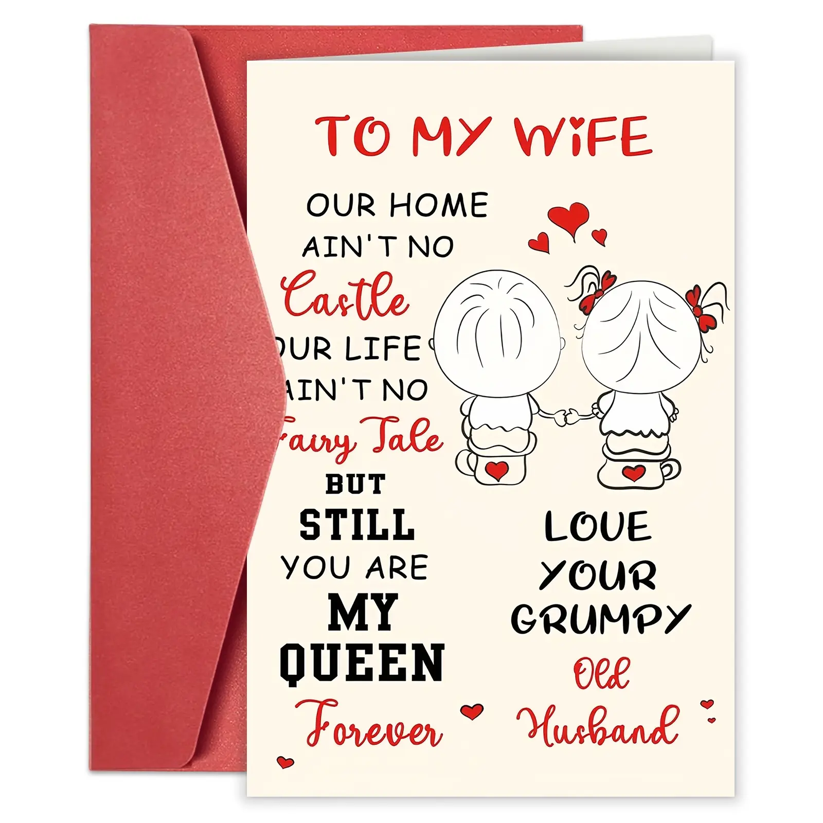 1PC Anniversary Card for Wife, Valentine's Day Card, Romantic Birthday Card, Funny Valentine's Card, Includes Envelope