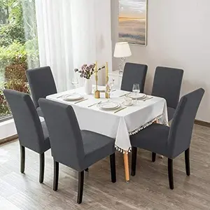 Elegant 4/6 Piece Waterproof High-Stretch Dining Chair Cover Machine Washable Removable Elastic Slipcover Universal Furniture Protector for Parson Chairs