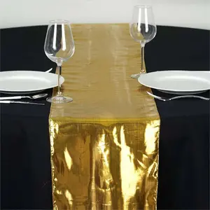 Polyester Lame Table Runner 13"x108" Shiny Metallic Gold - Glamorous Shimmery Table Decor