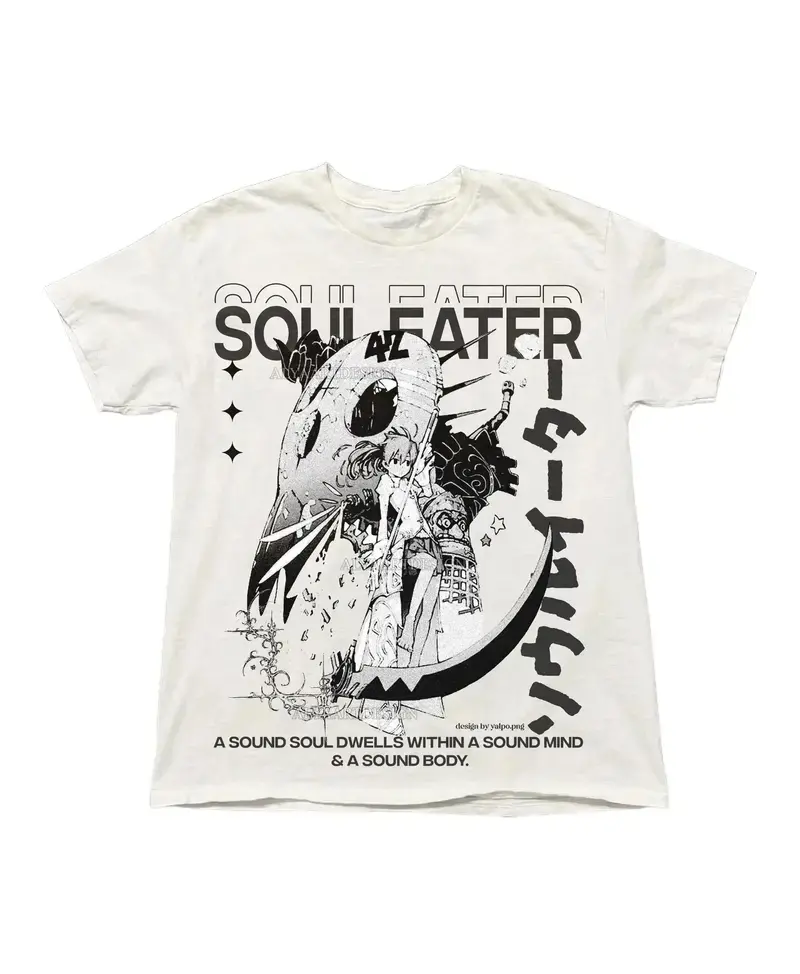 Soul Eater Inspired Anime Tee, Vintage Unisex Heavy Cotton Tee, Gift for Fans, Goth Shirt, Y2K Style