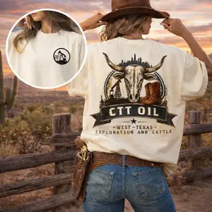 CTT Oil Exploration & Cattle T-Shirt, Oilfield Ranch Graphic, Landman 2side Tee, Unisex  Tops
