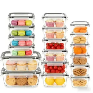 Glass Meal Prep Containers 18 Pack,Airtight Lids Food Storage for Office Lunch,Microwave Oven Freezer Dishwasher Safe,BPA Free