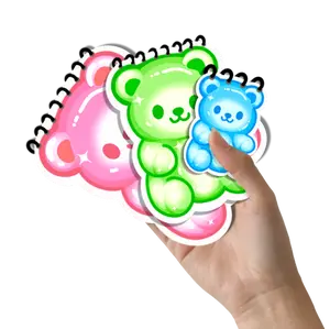3 Notebooks Bundle, Cute Gummy Bear Shaped Notebooks, 3 Quantity,  1 L Pink, 1 M Green, 1 S Blue, Handmade, for Note Taking, Lined Spiral Notebooks