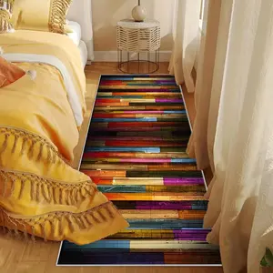 Multicolor Faux Wool Bedside Rug, Boho Runner Rug, Anti-Slip Long Strip Carpet for Bedroom, Kitchen, Hallway, Entryway, Home Decor
