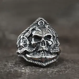 GTHIC Kraken Octopus Stainless Steel Skull Ring for Wedding Engagement Birthday Valentine's Day Gift Size 7-13 Durability
