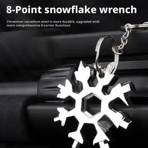 Multi-functional snowflake wrench, multi-functional portable snowflake spanner tool, multi-purpose hex key made of high carbon steel