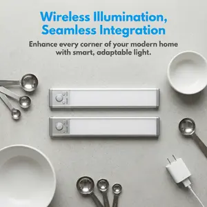 Under Cabinet Lights, Motion Sensor Night Light Indoor, 76 LED 1500mAh USB Rechargeable Magnetic Dimmable Light for Kitchen, Closet, Bathroom, Stairs and Garage, Wireless Under Cabinet Lighting
