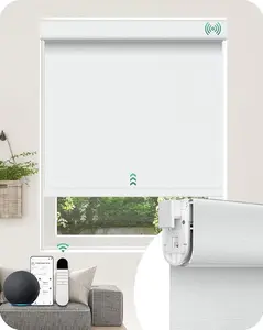 Allesin Motorized Blinds No Drill Automatic Roller Shades with Remote | Rental-Friendly & Easy Install Smart Electric Blackout Window Blinds for Apartment