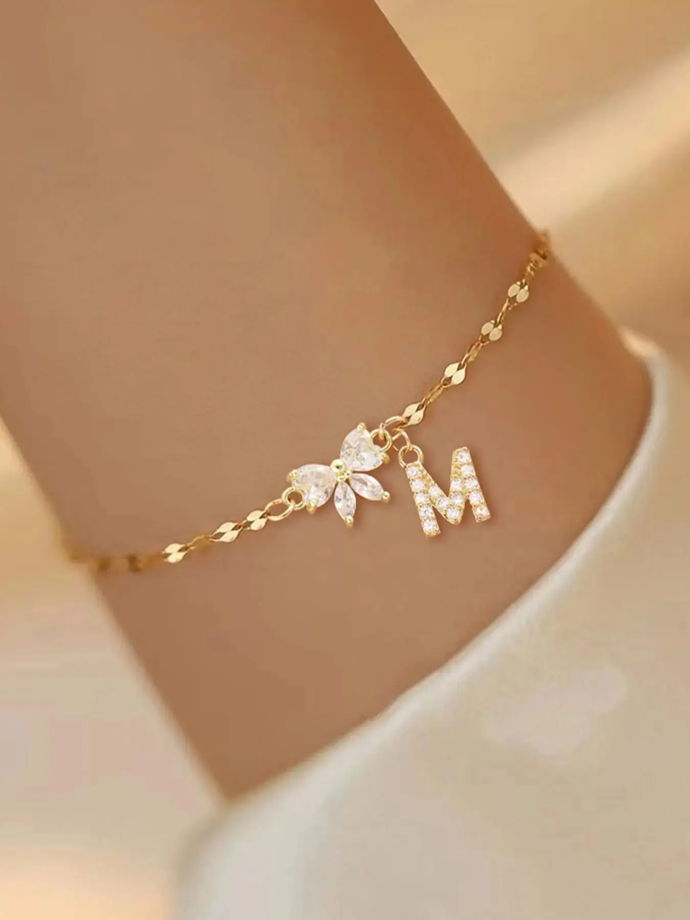 Rhinestone Decorated Bowknot Letter Design Bracelet, Bow Bracelets, Link Fashionable Jewelry for Women Girls, Trendy All-match Exquisite Birthday Gift Refined Sophisticated Glamorous Classy Perfect Modern Elegant