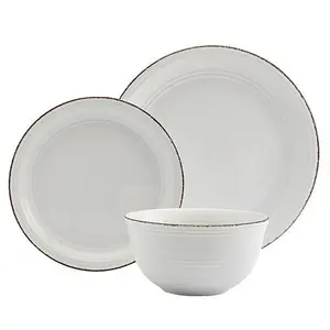 Tabletops Gallery 12PC White Farmhouse Dinnerware Set - Service for 4