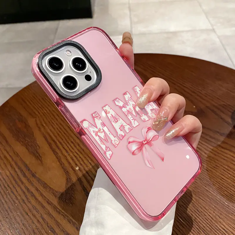 Transparent Soft Silicone Phone Case for iPhone 16 Plus, 15 Pro Max, 14, 13, 12, 11 - MAMA Letter Bowknot Pattern, Non-Yellowing, Shockproof - Smartphone, Cellphone, Handheld Devices Protection Cover, Casing, Accessories