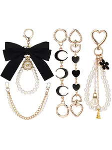 Gold Pearl Ribbon Bow Bag Extender Chain 5PCS Handbag Shoulder Strap Replacement Charm Handbag Accessory