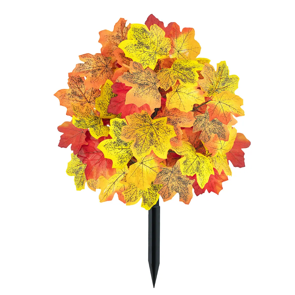 Fall Artificial Maple Leaf Topiary Ball, Outdoor Autumn Faux Maple Sphere Bushes with Ground Spike, Harvest & Halloween Fake Leaf Topiary Trees for Yard Walkway Porch Front Entrance Decor (Maple Leaf)