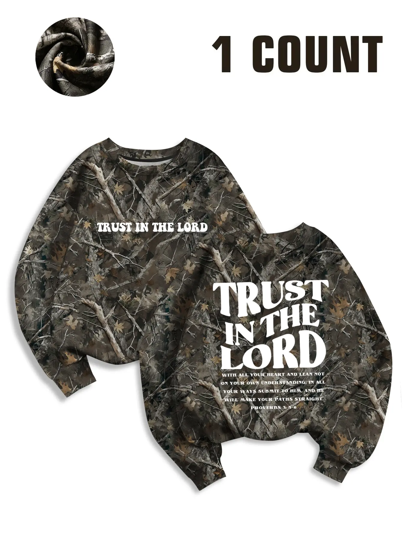 Women's Casual Fitted Round Neck Long Sleeve Sweatshirt Pullover, Full Print Tree Text Design, Comfortable & Stylish Daily Everyday Wear, Fall&winter Fashion Tops