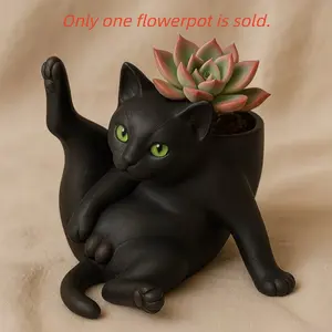 Whimsical Resin Cat Flower Pot Decoration, Imaginative Pet Design, Decorative, Perfect for Living Room, Balcony, Desk, Ideal for Succulent Planter