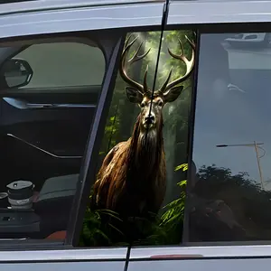 Realistic Deer Forest Car Window Decal - 2026 Trending Outdoor Adventure Car Decor, Waterproof Vinyl Car Stickers Perfect for SUV & Sedan