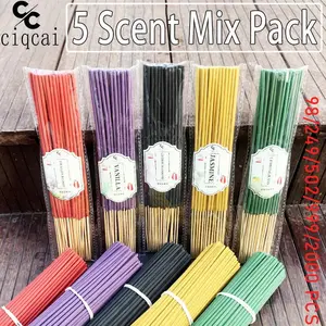 [5 Scents]Handmade Bamboo Incense Sticks, 22cm Long Natural Smell Stick, Jasmine, Mint, Sakura, Lemongrass, Dragon Blood Scent, Home & Travel Use, Repellent and deodorant