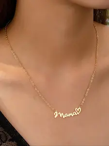 Women's Stainless Steel Mama Letter Pendant Necklace, Mother's Day Gift Jewelry, Elegant Mommy Chain Accessory for Her, Jewelry Gifts