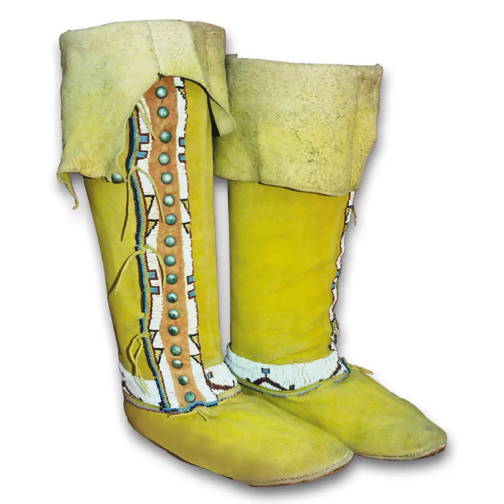 Native American Plains Style High Top Moccasins Pattern - DIY Make Your Own Indian Knee High Moccasin Instructions - Men - Women