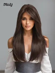 Topshe 13x6 Lace Front Wig, Fashion Wig, Handmade Medium Length Straight Hair, Natural Look, Breathable and Lightweight, All Seasons