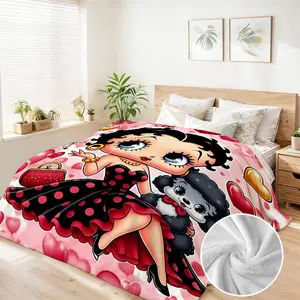 Betty Boop 90x108in Large Cartoon Flannel Throw Blanket - Ultra Soft for Bed, Travel - Ideal Birthday Gift for Women - Wall Decoration Bedding Throw, Throw Blankets