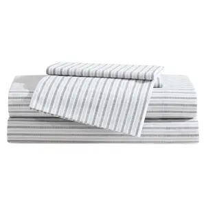 Eddie Bauer Ticking Stripe Dark Grey Twin SheetSet