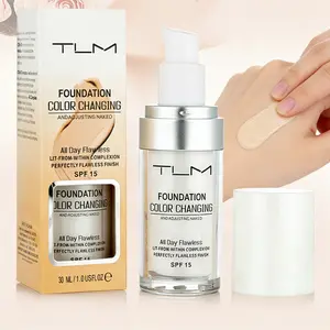 TLM Liquid Foundation Color Changing Concealer Waterproof Natural Brighten Skin Tone Face Cosmetics Makeup for Women & Men Cream Hydrating 30ML Lightweight Long Lasting Silky Glow