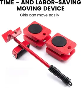 Heavy Duty Furniture Lifter with 4 Sliders, Adjustable Height, 600lbs Per Wheel, Red Yellow Time & Labor Saving Home Moving Device