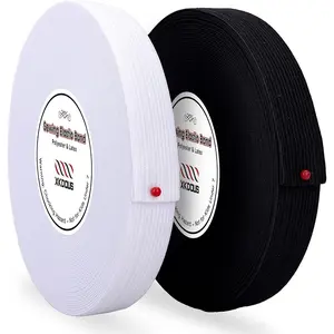 Elastic Band for Sewing, 0.75 Inch 16 Yards 2 Roll Knit Bands for Sewing Waistband and Pants Waist, High Elasticity(8 Yard White, 8 Yard Black)