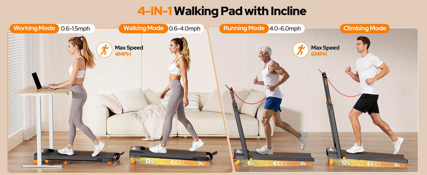 Trisomy 4-in-1 Compact Foldable Treadmill with 12% Incline, Adjustable Handlebar, 3.5HP Motor - Under Desk Walking Pad for Home Gym, 350lbs Heavy Duty HSM-T12C1, Fitness For Everyone Trisomy 4-in-1 Compact Foldable Treadmill with 12% Incline, Adjustable Handlebar, 3.5HP Motor - Under Desk Walking Pad for Home Gym, 350lbs Heavy Duty HSM-T12C1, Fitness For Everyone