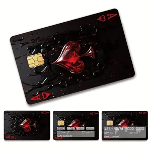 3 Pack Black Playing Card Pattern Credit Card Stickers Anti Fingerprint Scratch Proof Ultra Thin High Quality for Credit Cards