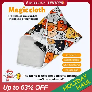 3 Count Magic Self-Adhesive Cloth, Open Lay Flat Makeup Bag, Portable Cosmetic Bag, Travel Makeup Bag For Lazy People, Camera Protective Wrap Lens Protector, Multi-functional Self-Adhesive Cloth