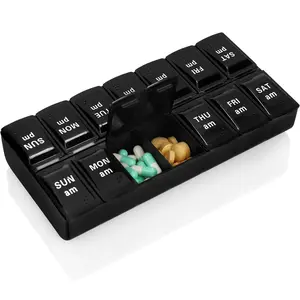 7 Day Weekly Pill AM PM Organizer, Portable Large Pill Case Pill Box for Pills/Vitamin/Supplements/Medication，easy to carry Healthcare Aid Medicine