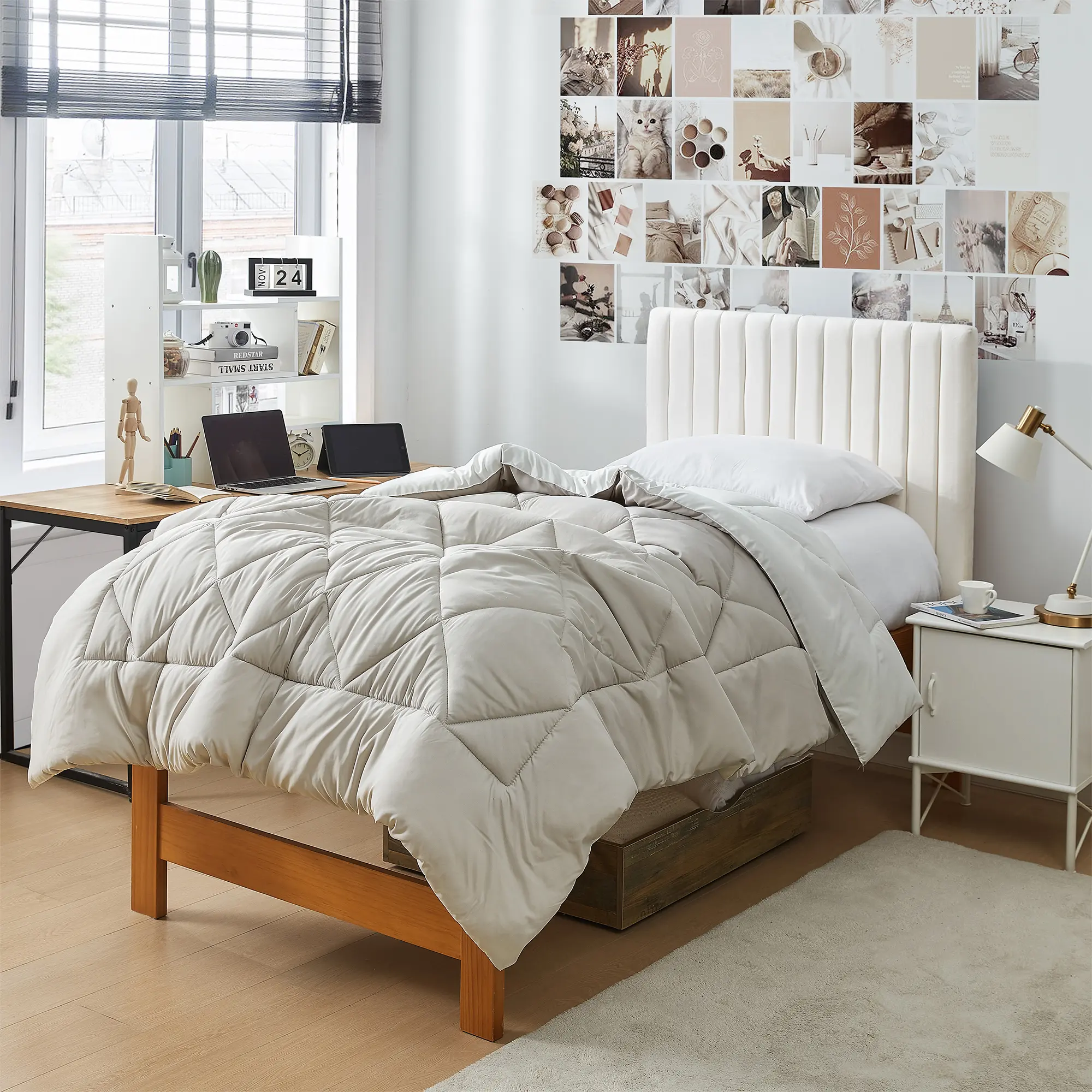 Stone Taupe/Farmhouse White Reversible Twin XL Comforter