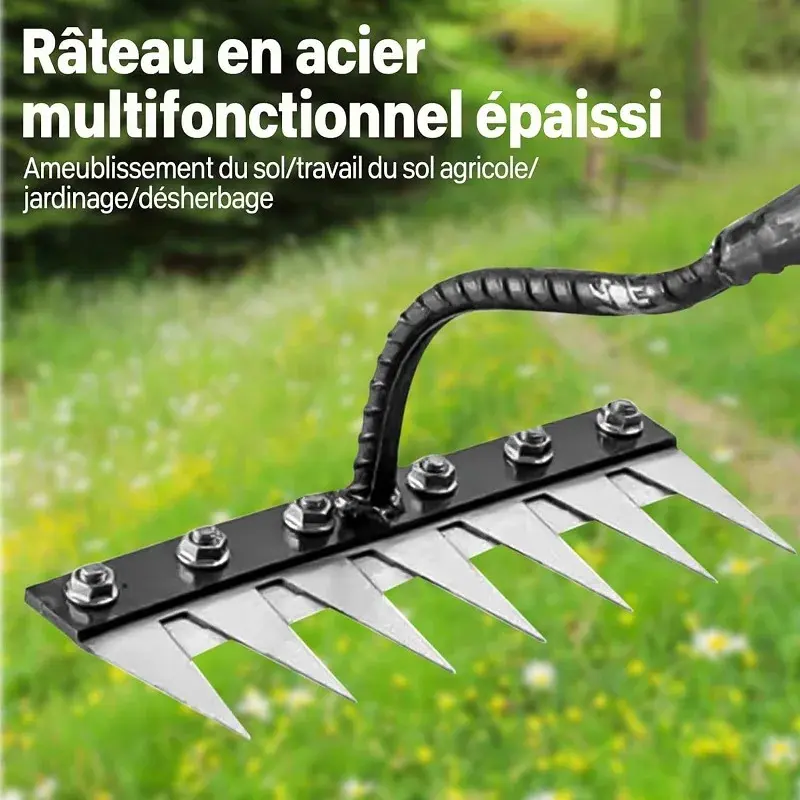 5/6/7/8 Teeth 1PCS Carbon Steel Garden Hand Rake Durable Gardening Tools for Farm Garden Weeding Tools Scarifier Agricultural Nail Harrow Metal Harrow