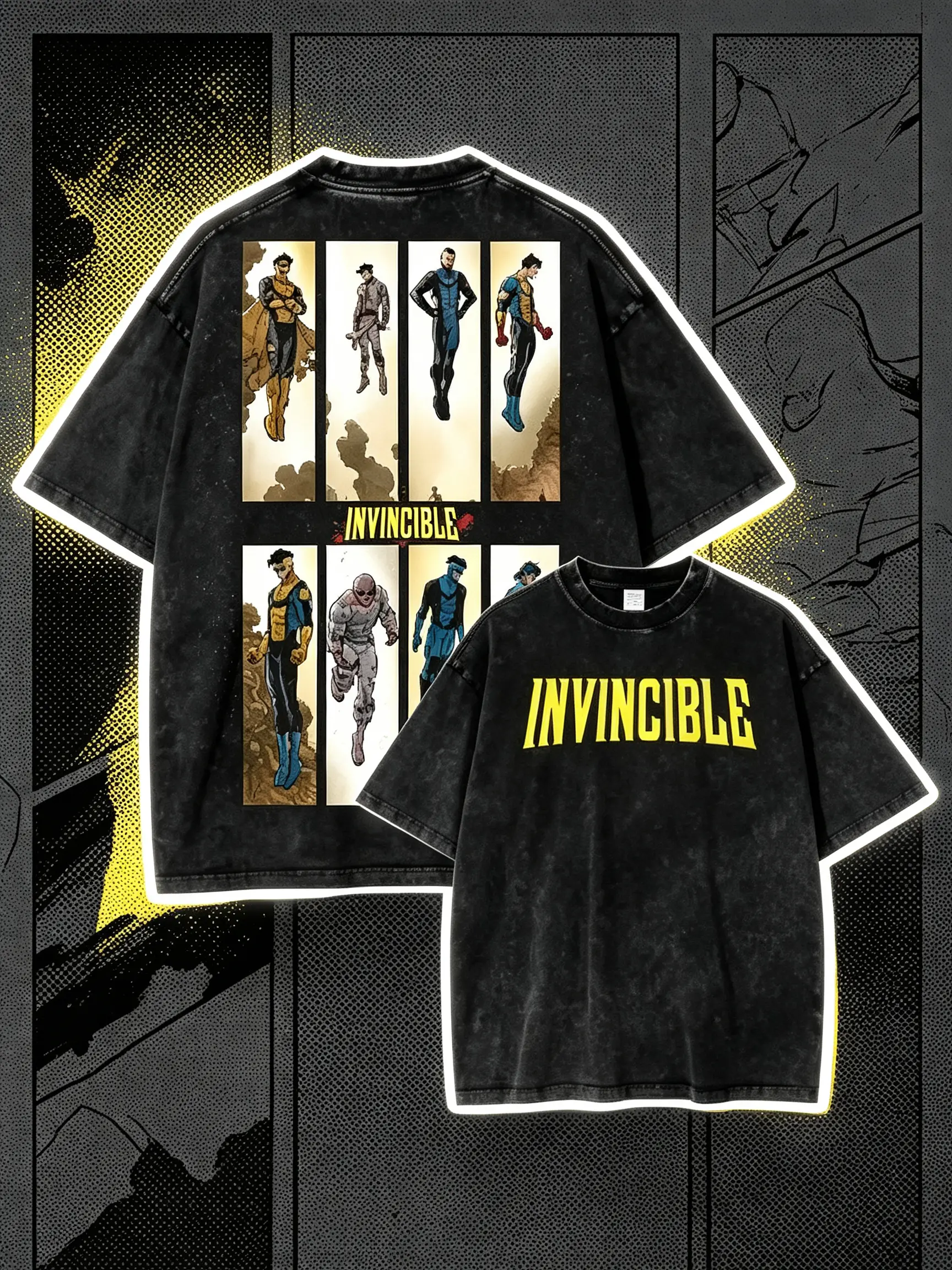 Invincible Unisex Fit Washed T-Shirt 3 Casual Streetwear