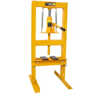 Hdmw 6 Ton Hydraulic Press, Benchtop Hydraulic Shop Press, H-Frame Garage Floor Press with Press Plates, Adjustable Working Table Height,Yellow