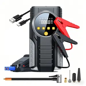 8000mah Ultra-Safe Automotive Jump Starter, Start All 12V Vehicles, Includes 150 Psi Air Compressor, 18w Fast Charge, Tire Pressure Monitor, LED Light